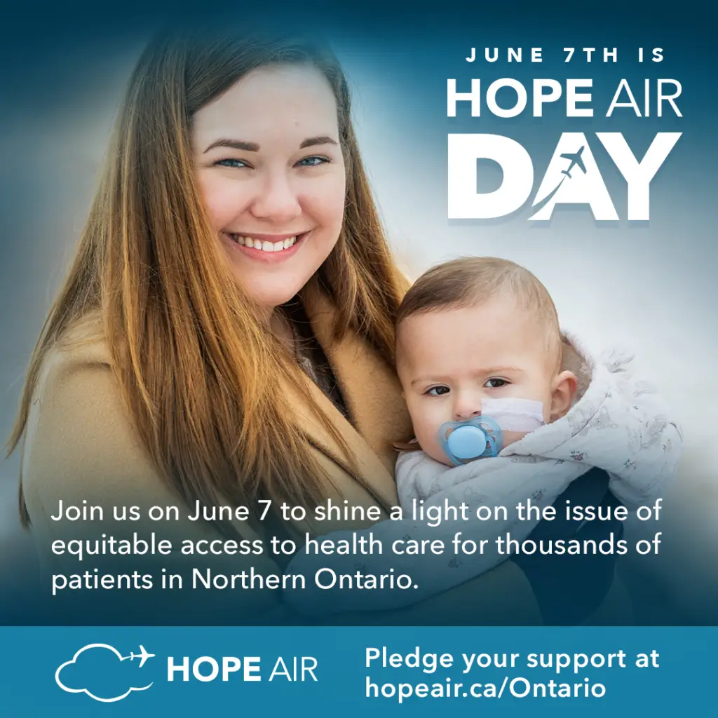 June 7th Declared Hope Air Day in Ontario, a poster
