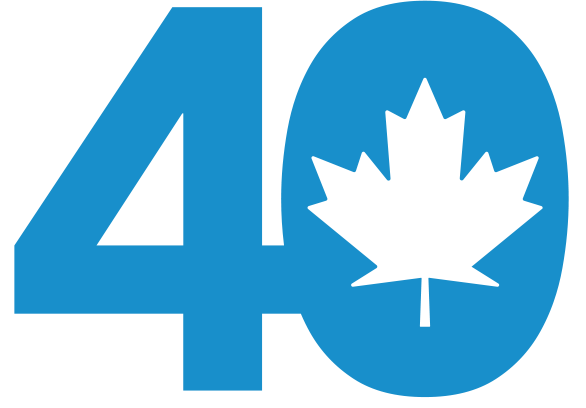 Le chiffre 40 avec une feuille d'érable à la place du zéro